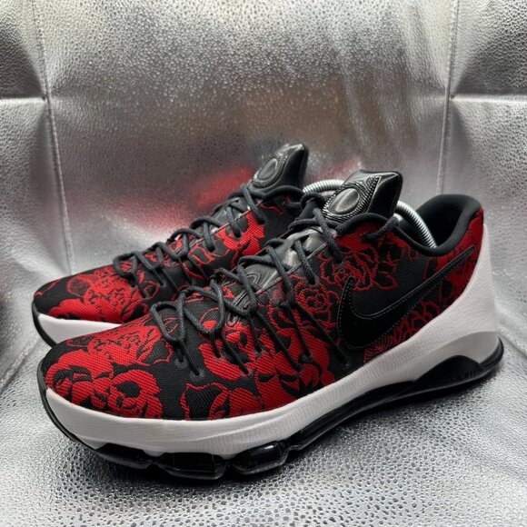 Size 12 Nike KD 8 EXT Black Red Mens Floral Lace-Up Running Shoes 806393-004 - Picture 1 of 10